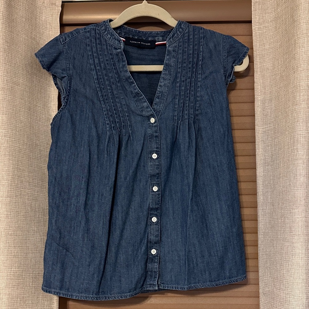 Tommy Hilfiger Women's Dark Blue Button Down Shirt